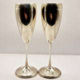 Pair of Greggio Rino 29 PD Italy Silver Champagne Tulip Flutes