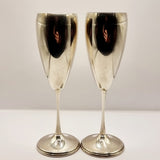 Pair of Greggio Rino 29 PD Italy Silver Champagne Tulip Flutes