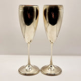 Pair of Greggio Rino 29 PD Italy Silver Champagne Tulip Flutes