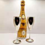 Pair of Greggio Rino 29 PD Italy Silver Champagne Tulip Flutes