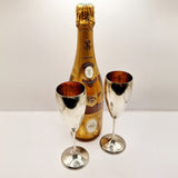 Pair of Greggio Rino 29 PD Italy Silver Champagne Tulip Flutes