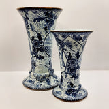 Two Royal Geschutzt Blue and White Vase Jokie Pattern