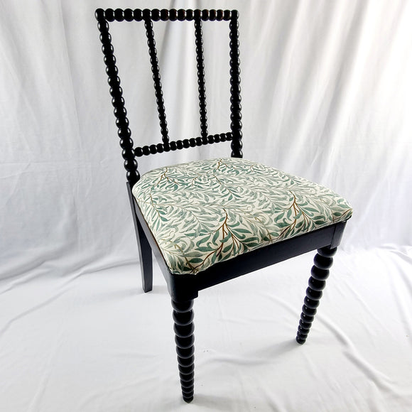 Antique 19th Century Ebony Bobbin Chair with William Morris Fabric