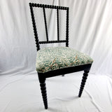 Antique 19th Century Ebony Bobbin Chair with William Morris Fabric