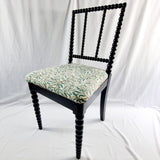 Antique 19th Century Ebony Bobbin Chair with William Morris Fabric