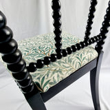 Antique 19th Century Ebony Bobbin Chair with William Morris Fabric