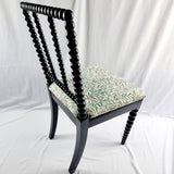 Antique 19th Century Ebony Bobbin Chair with William Morris Fabric