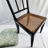 Antique 19th Century Ebony Bobbin Chair with William Morris Fabric