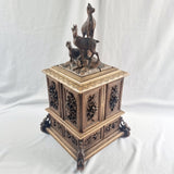 Antique 19th Century Walnut Black Forest Carved Jewellery Box