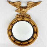 Antique Gilt Framed Convex Mirror with Eagle Finial.