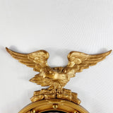 Antique Gilt Framed Convex Mirror with Eagle Finial.