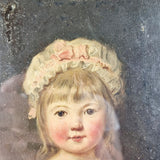 Pair of Antique Portrait Oil on Canvas of Two Young Girls.