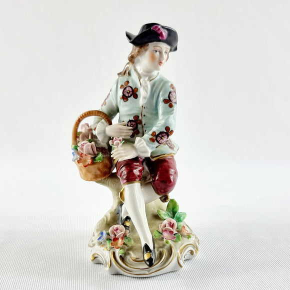 Antique 19th Century Sitzendorf German Figure of a Flower Seller