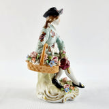 Antique 19th Century Sitzendorf German Figure of a Flower Seller