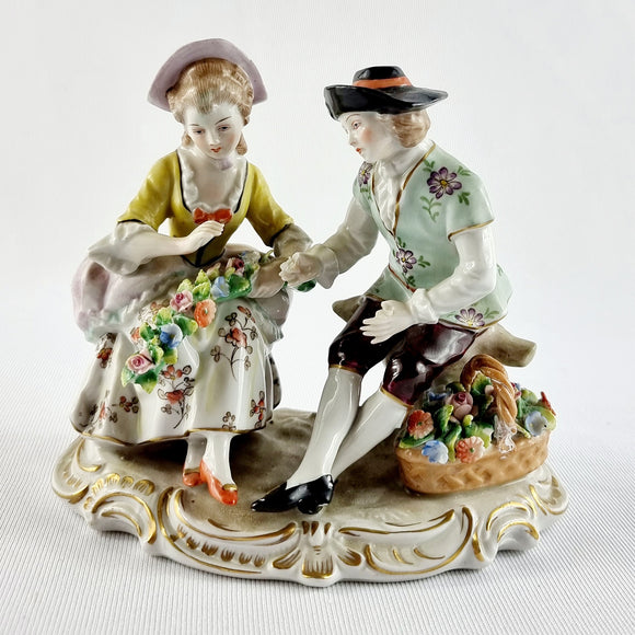Antique 19th Century Sitzendorf Romantic Young Couple