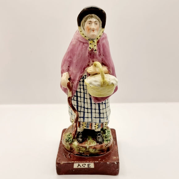 Early 19th Century Staffordshire Pottery Figure of an Old Lady - Age.