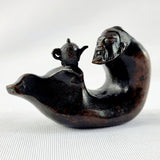 Antique Japanese Bronze Mythical Diety with Teapot, Character Marks.