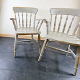 Pair of Pine Farmhouse Elbow Carver Chairs