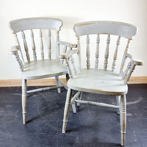 Pair of Shabby Chic Farmhouse Pine Chairs