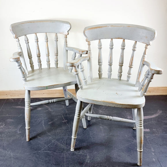 Pair of Shabby Chic Farmhouse Pine Chairs