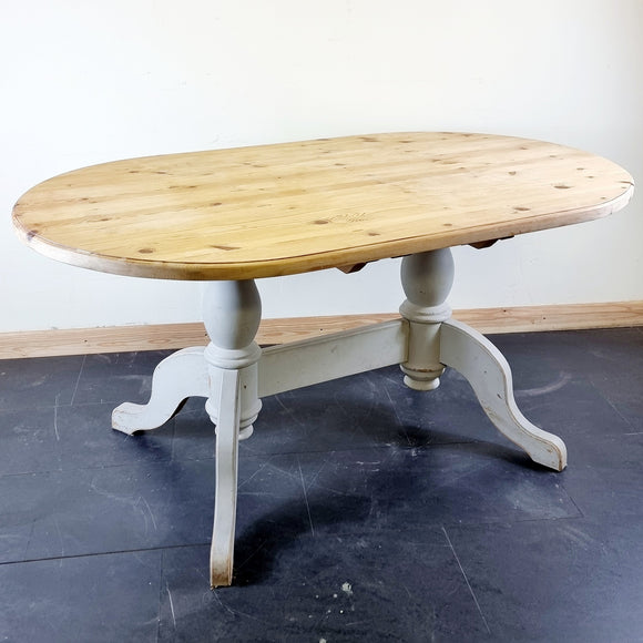 Oval Pine Dinning Table with Painted Grey base.