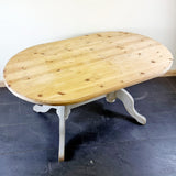 Oval Pine Dinning Table with Painted Grey base.