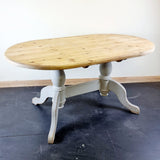 Oval Pine Dinning Table with Painted Grey base.