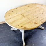 Oval Pine Dinning Table with Painted Grey base.