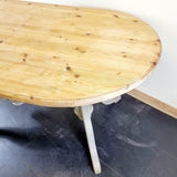 Oval Pine Dinning Table with Painted Grey base.