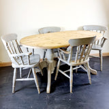 Oval Pine Dinning Table with Painted Grey base.