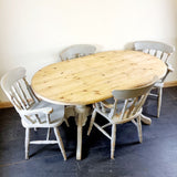 Oval Pine Dinning Table with Painted Grey base.