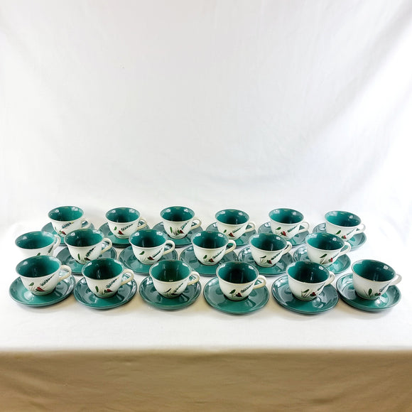 18 Vintage Denby Greenwheat Pattern Cups and Saucers.