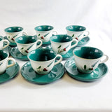 18 Vintage Denby Greenwheat Pattern Cups and Saucers.