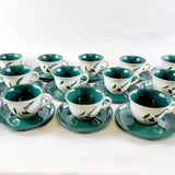 18 Vintage Denby Greenwheat Pattern Cups and Saucers.