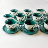 18 Vintage Denby Greenwheat Pattern Cups and Saucers.