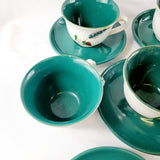 18 Vintage Denby Greenwheat Pattern Cups and Saucers.