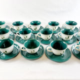 18 Vintage Denby Greenwheat Pattern Cups and Saucers.