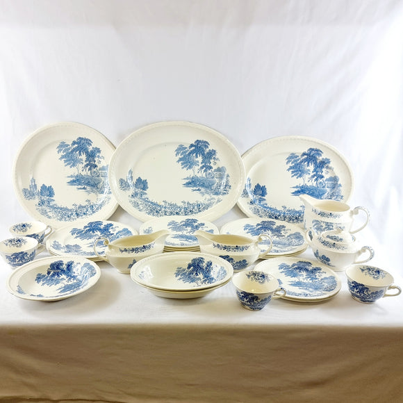 28 Piece Vintage Dinner Service Swinnertons Staffordshire England, The Ferry Pattern