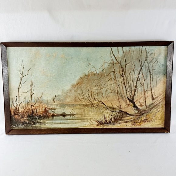 Oil on Canvas of a River Scene by Joan Sidnell signed