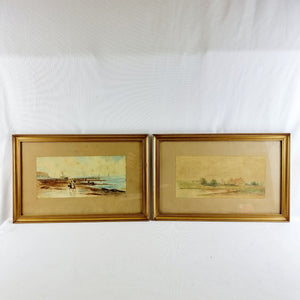Pair of Victorian Landscape Watercolours by M.E.D