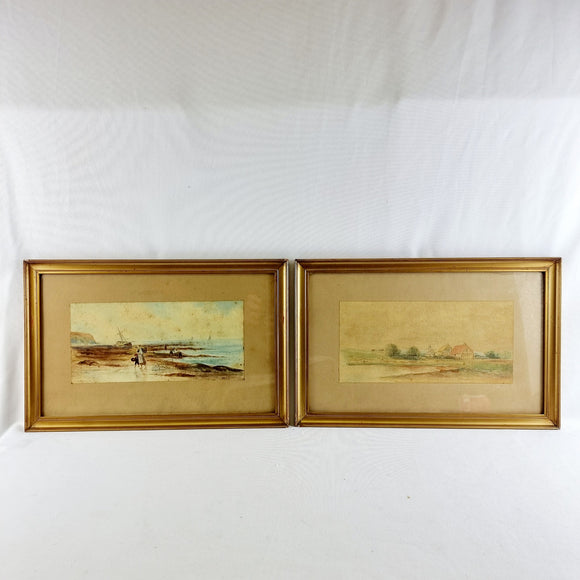 Pair of Victorian Landscape Watercolours by M.E.D