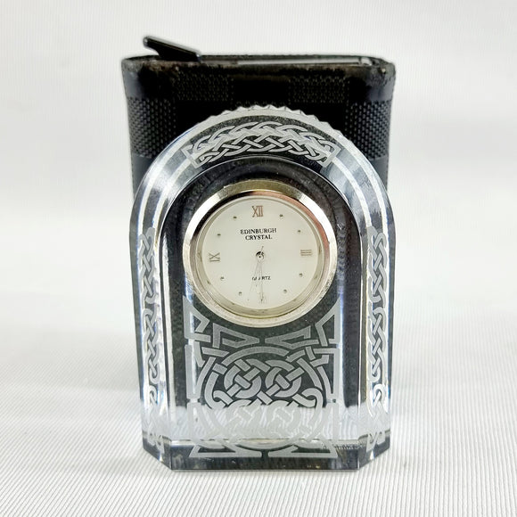 Edinburgh Crystal Glass, Celtic Design Mantle Clock Quartz