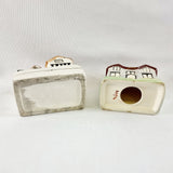 Two Antique Staffordshire House Designed Money Boxes.