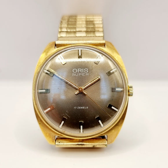 Vintage Oris Super Rare Bronzed Face Gold Plated Gentlemans  wristwatch