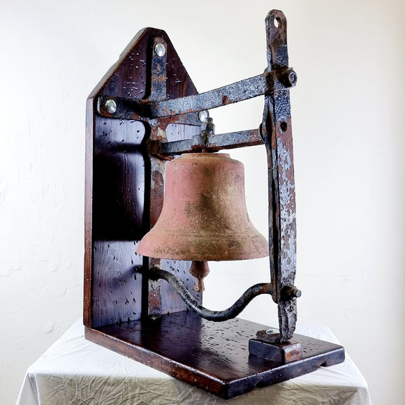 Circa 1900s Bronze Church or School Bell with Castiron Mount