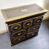 Antique Indian Hardwood Brass Overlay Chest of Drawers