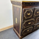 Antique Indian Hardwood Brass Overlay Chest of Drawers