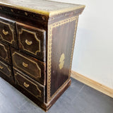 Antique Indian Hardwood Brass Overlay Chest of Drawers