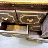 Antique Indian Hardwood Brass Overlay Chest of Drawers