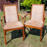 Teak Nathan Vintage Pair of Elbow Carver Chairs